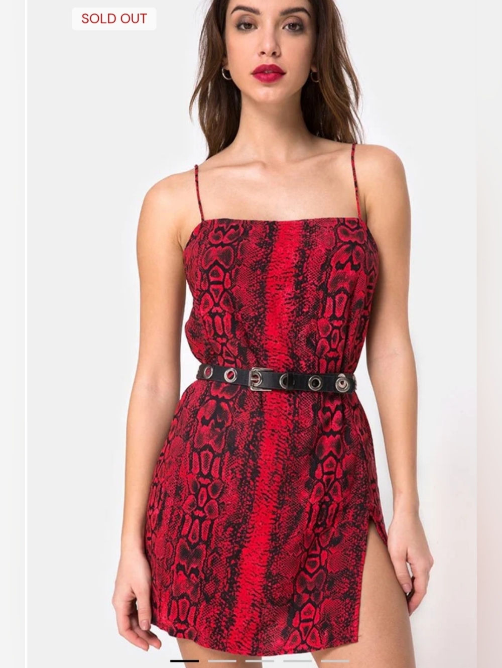 Motel Datista Slip Dress Red Snake XS